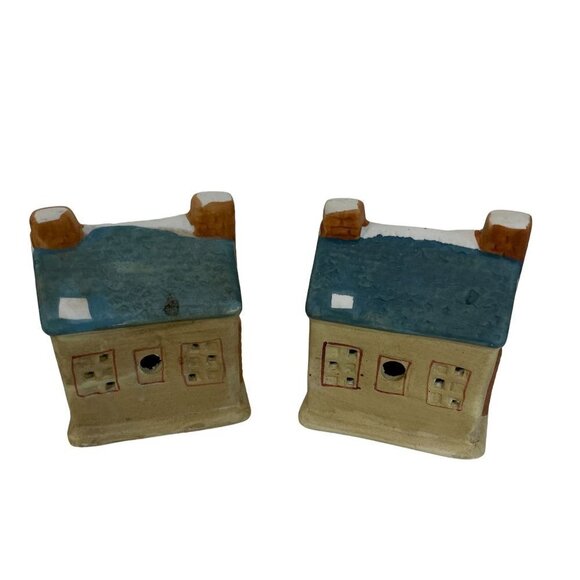 Miniature Christmas Holiday Old Village Houses Chimney Ceramic Primitive Lot of - Picture 3 of 5